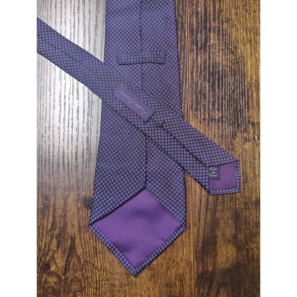 Ralph Lauren Purple Label Men's Geometric Silk Necktie Hand Made 56in x 3.75in